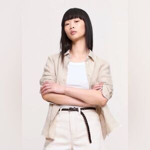 Banana Republic 100% Irish Linen Blouse Elegant Minimalist Design